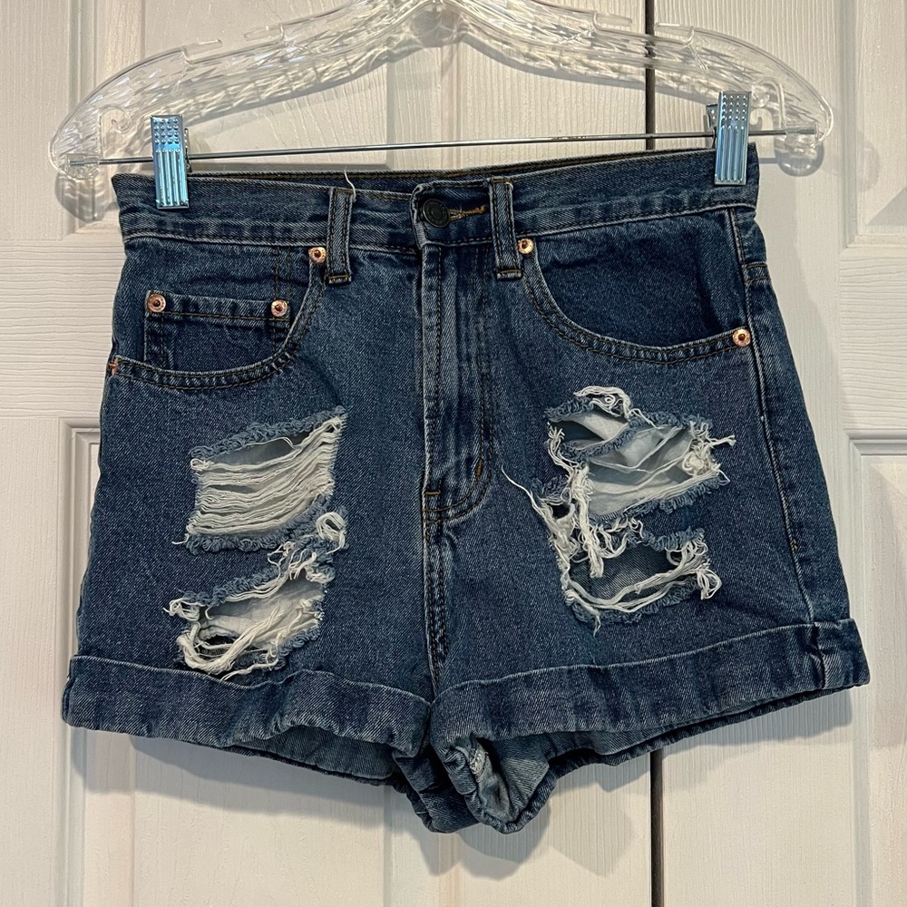 🩷 Love Culture Blue Distressed Denim Jean Shorts - Size Small